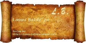 Lassu Balázs névjegykártya